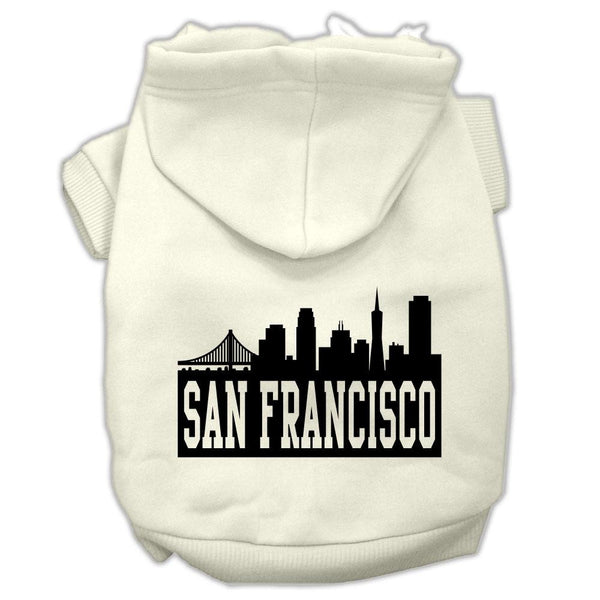 San Francisco Skyline Screen Print Pet Hoodies Cream Size Lg (14)