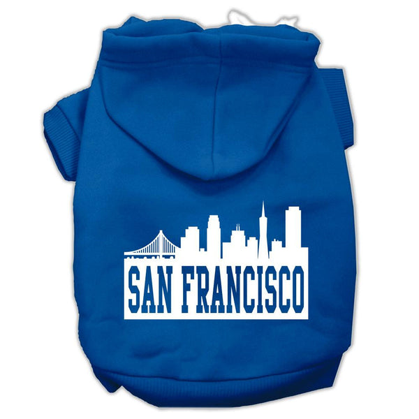 San Francisco Skyline Screen Print Pet Hoodies Blue Size Med (12)