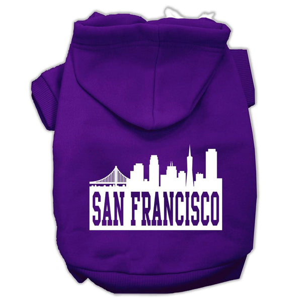 San Francisco Skyline Screen Print Pet Hoodies Purple Size Med (12)