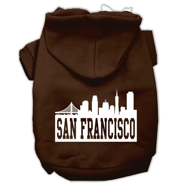 San Francisco Skyline Screen Print Pet Hoodies Brown Size XS (8)