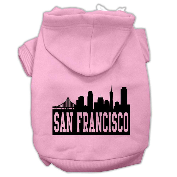 San Francisco Skyline Screen Print Pet Hoodies Light Pink Size XS (8)