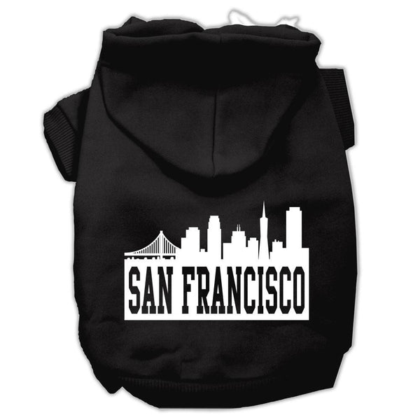 San Francisco Skyline Screen Print Pet Hoodies Black Size XXL (18)