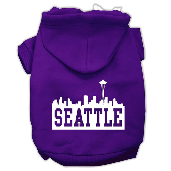 Seattle Skyline Screen Print Pet Hoodies Purple Size Med (12)