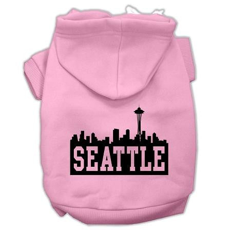 Seattle Skyline Screen Print Pet Hoodies Light Pink Size XS (8)