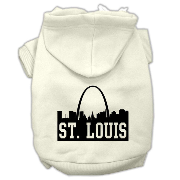 St Louis Skyline Screen Print Pet Hoodies Cream Size Med (12)