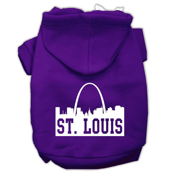 St Louis Skyline Screen Print Pet Hoodies Purple Size Med (12)