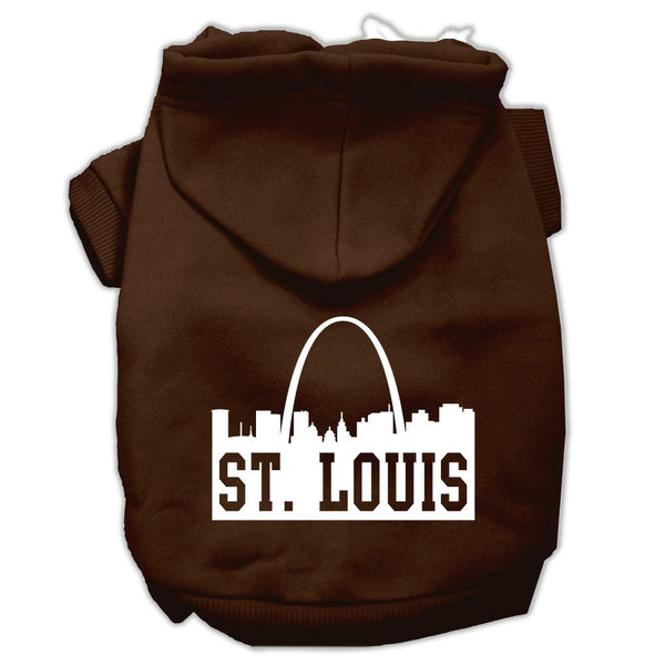 St Louis Skyline Screen Print Pet Hoodies Brown Size XS (8)