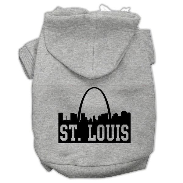 St Louis Skyline Screen Print Pet Hoodies Grey Size XS (8)