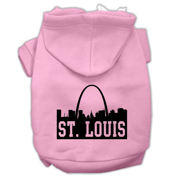 St Louis Skyline Screen Print Pet Hoodies Light Pink Size XS (8)