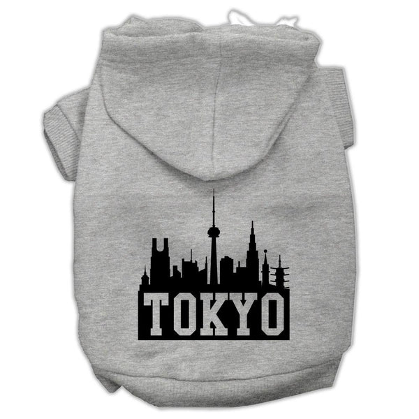 Tokyo Skyline Screen Print Pet Hoodies Grey Size Lg (14)