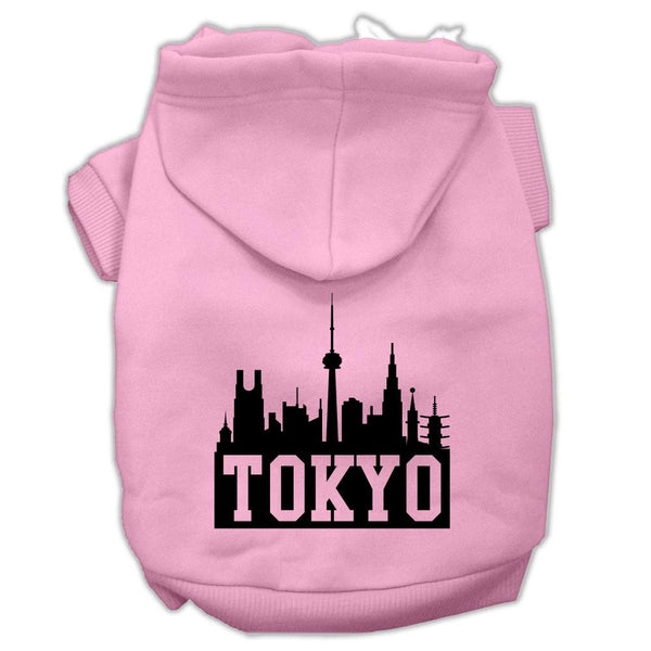 Tokyo Skyline Screen Print Pet Hoodies Light Pink Size Med (12)