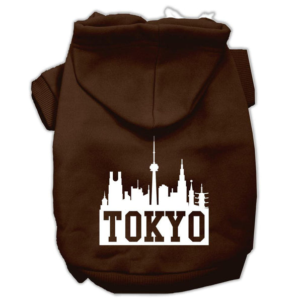 Tokyo Skyline Screen Print Pet Hoodies Brown Size Sm (10)