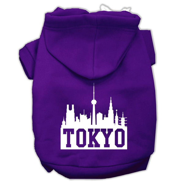 Tokyo Skyline Screen Print Pet Hoodies Purple Size Sm (10)