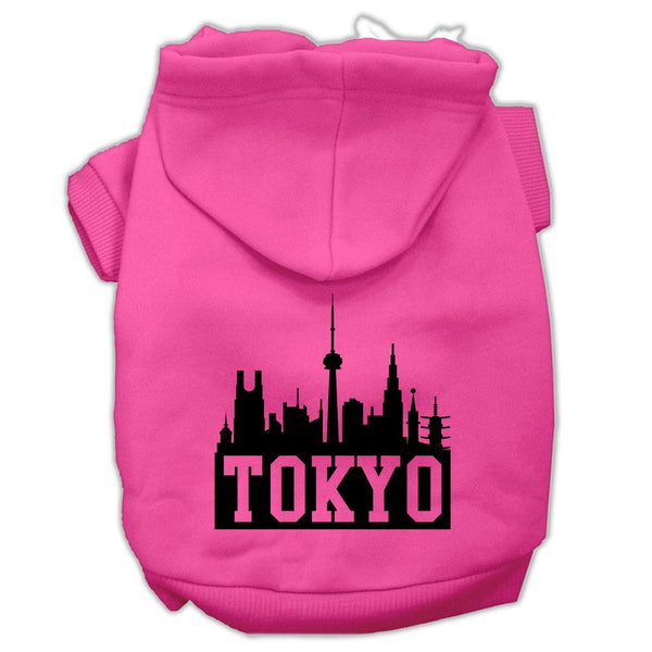 Tokyo Skyline Screen Print Pet Hoodies Bright Pink Size XS (8)