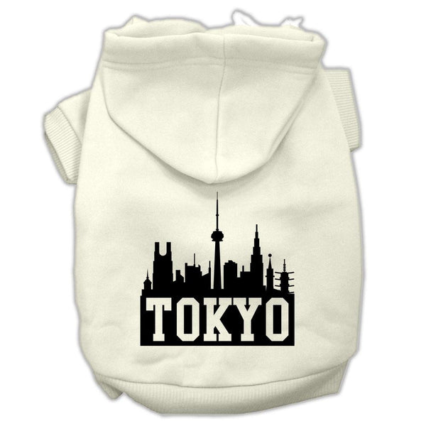 Tokyo Skyline Screen Print Pet Hoodies Cream Size XXXL (20)