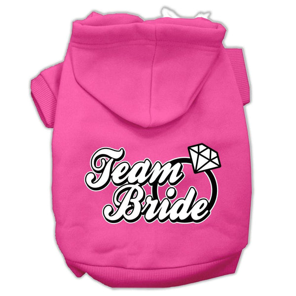 Team Bride Screen Print Pet Hoodies Bright Pink Size Lg (14)