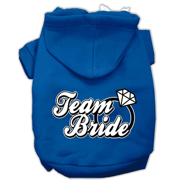 Team Bride Screen Print Pet Hoodies Blue Size XS (8)