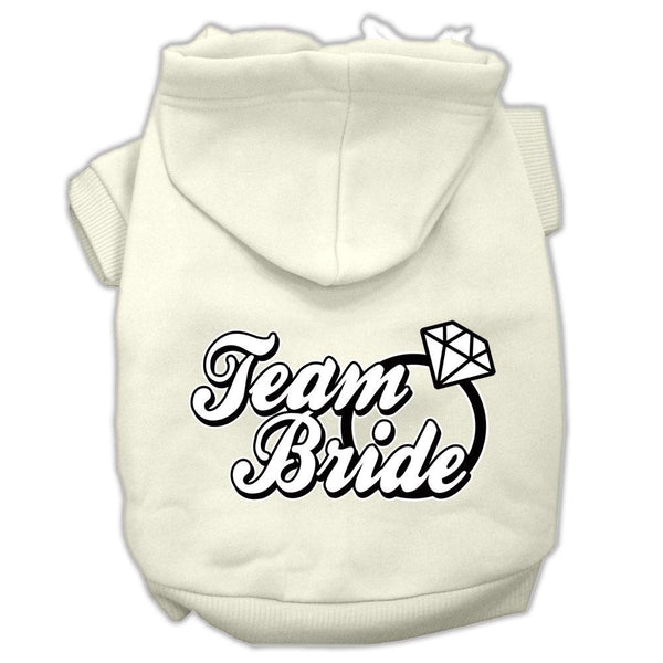 Team Bride Screen Print Pet Hoodies Cream Size XS (8)