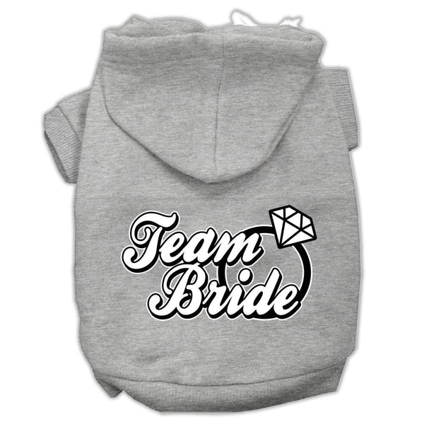 Team Bride Screen Print Pet Hoodies Grey Size XS (8)