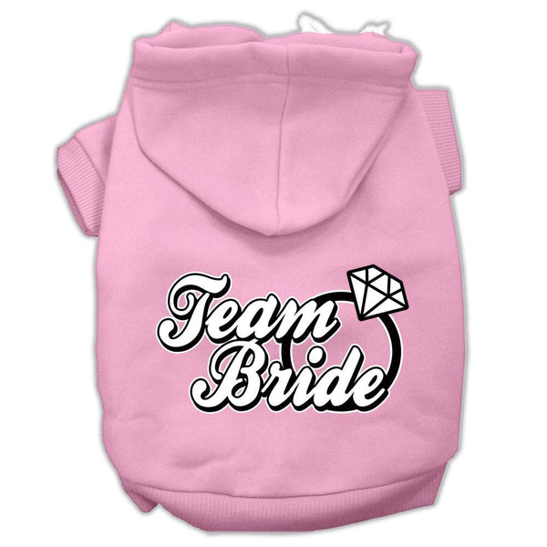 Team Bride Screen Print Pet Hoodies Light Pink Size XS (8)