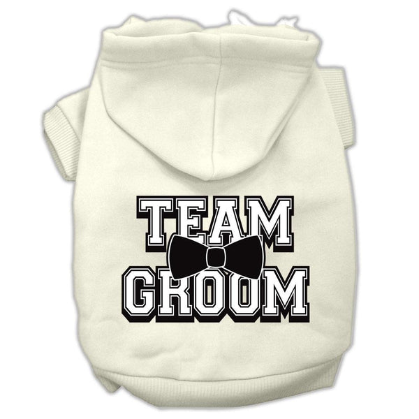 Team Groom Screen Print Pet Hoodies Cream Size Lg (14)