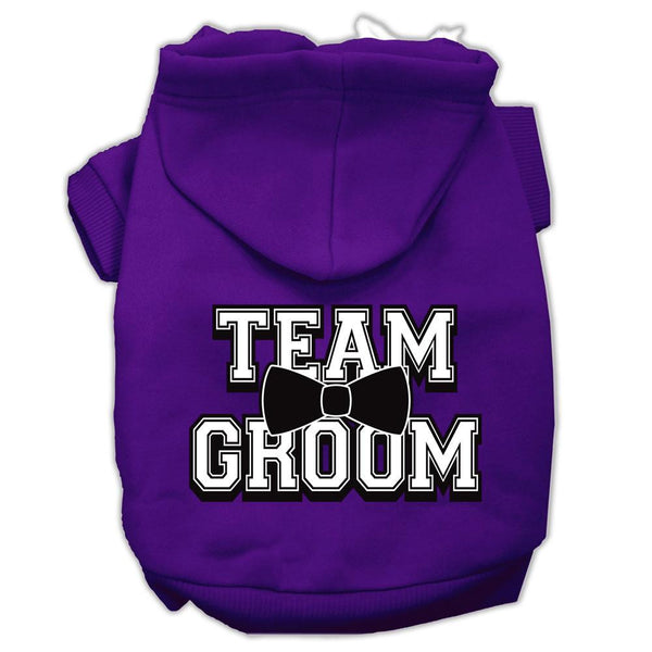 Team Groom Screen Print Pet Hoodies Purple Size Lg (14)