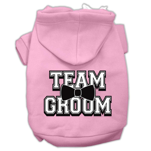 Team Groom Screen Print Pet Hoodies Light Pink Size Med (12)