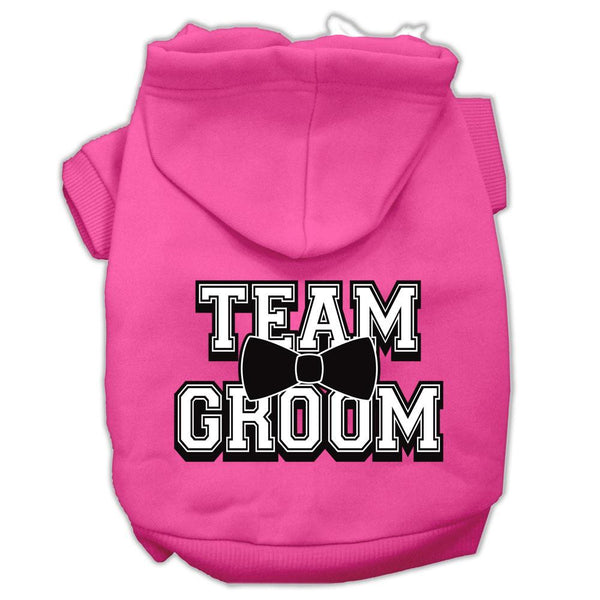 Team Groom Screen Print Pet Hoodies Bright Pink Size Sm (10)