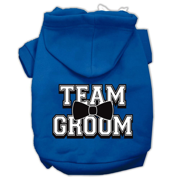 Team Groom Screen Print Pet Hoodies Blue Size XS (8)