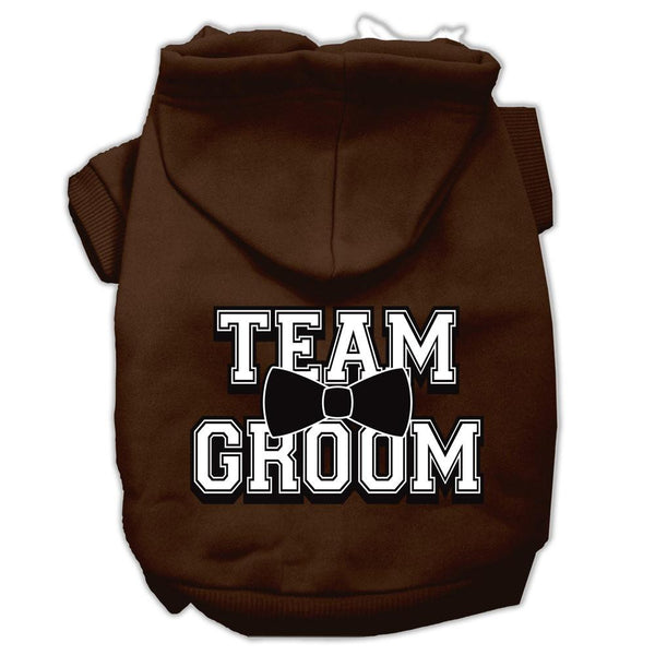 Team Groom Screen Print Pet Hoodies Brown Size XS (8)