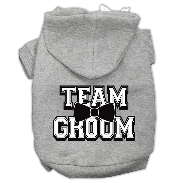 Team Groom Screen Print Pet Hoodies Grey Size XS (8)