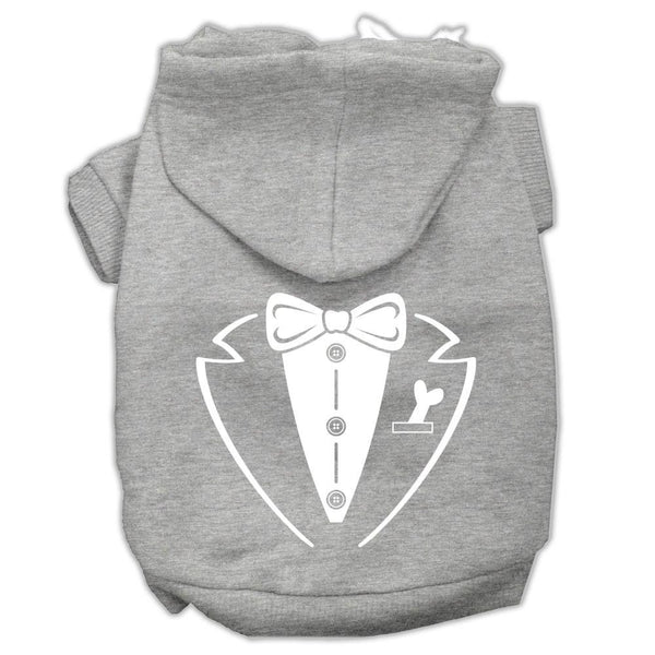 Tuxedo Screen Print Pet Hoodies Grey Size XS (8)