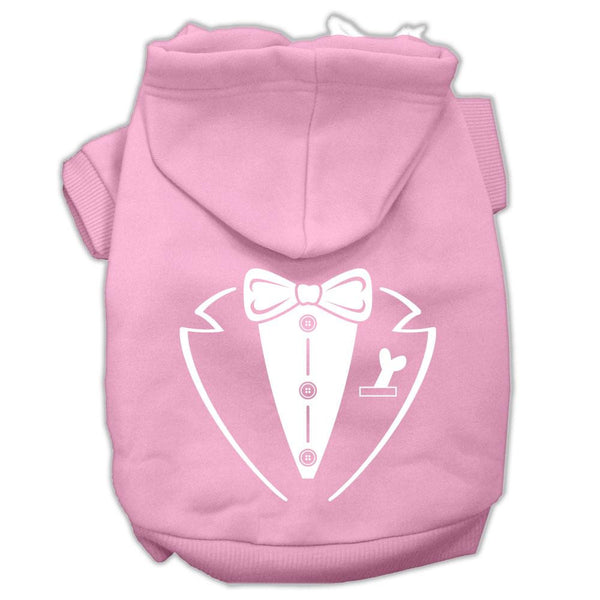 Tuxedo Screen Print Pet Hoodies Light Pink Size XS (8)