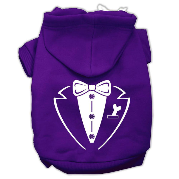 Tuxedo Screen Print Pet Hoodies Purple Size XS (8)