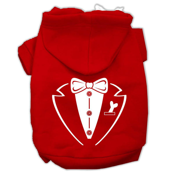 Tuxedo Screen Print Pet Hoodies Red Size XS (8)