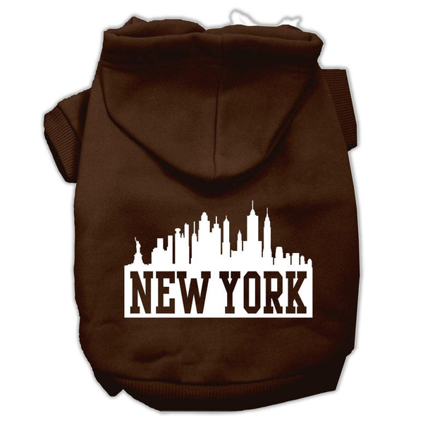 New York Skyline Screen Print Pet Hoodies Brown Size XXXL (20)