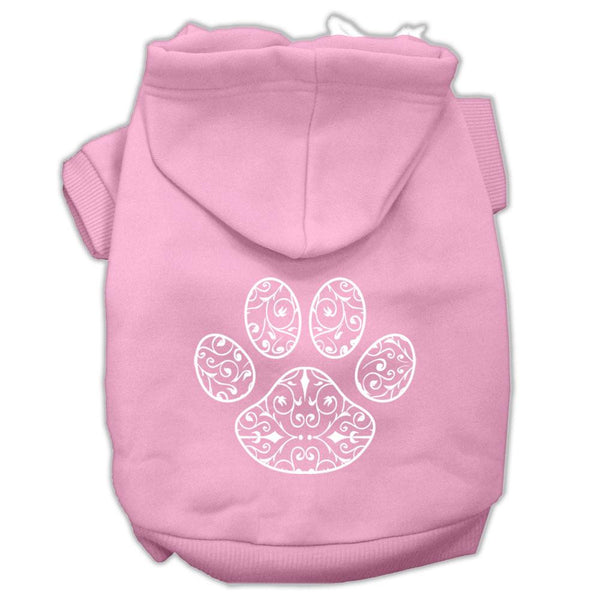 Henna Paw Screen Print Pet Hoodies Light Pink Size XL (16)