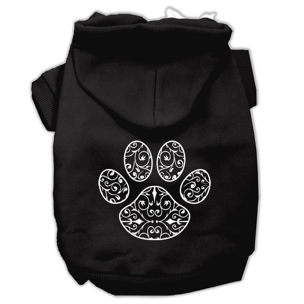 Henna Paw Screen Print Pet Hoodies Black Size XXL (18)