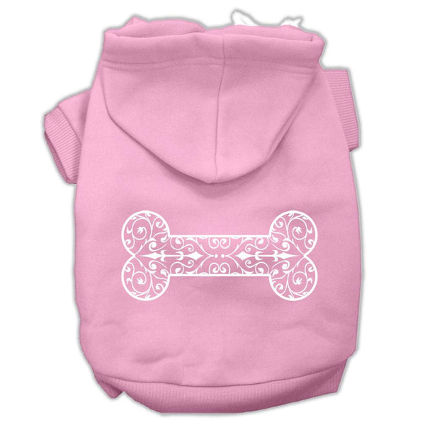 Henna Bone Screen Print Pet Hoodies Light Pink Size Lg (14)