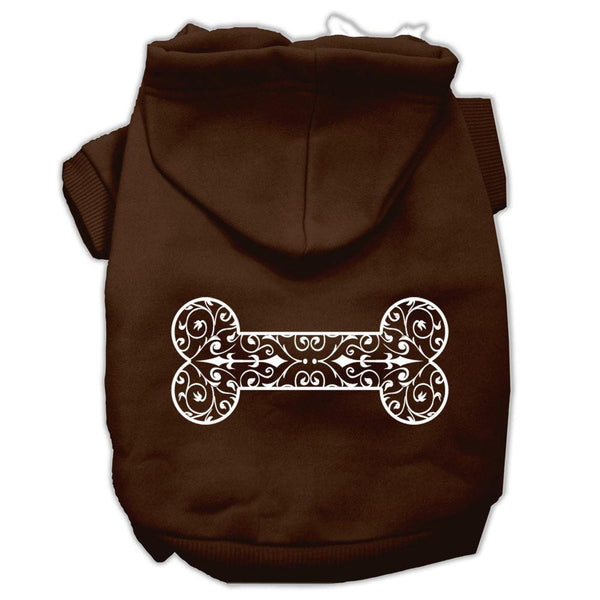 Henna Bone Screen Print Pet Hoodies Brown Size XL (16)