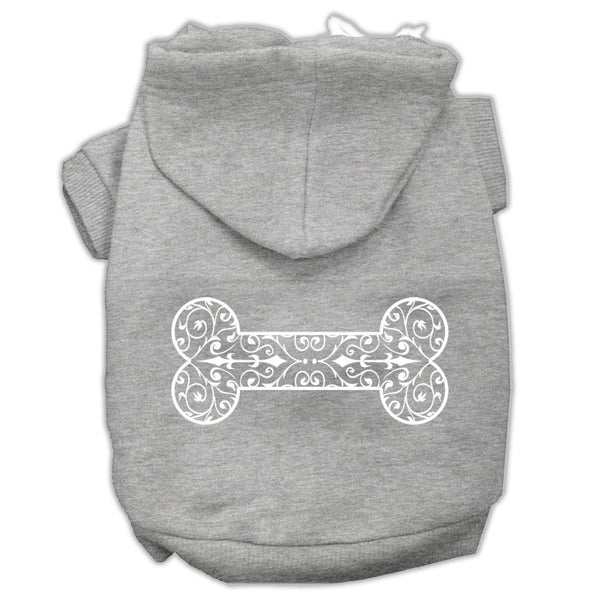 Henna Bone Screen Print Pet Hoodies Grey Size XS (8)