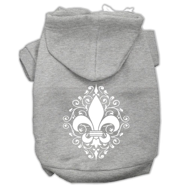 Henna Fleur De Lis Screen Print Pet Hoodies Grey Size Lg (14)