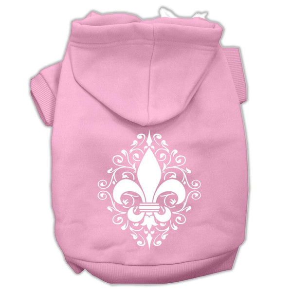 Henna Fleur De Lis Screen Print Pet Hoodies Light Pink Size Lg (14)