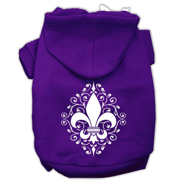 Henna Fleur De Lis Screen Print Pet Hoodies Purple Size Lg (14)