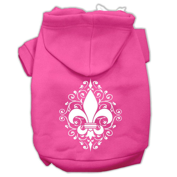 Henna Fleur De Lis Screen Print Pet Hoodies Bright Pink Size XL (16)