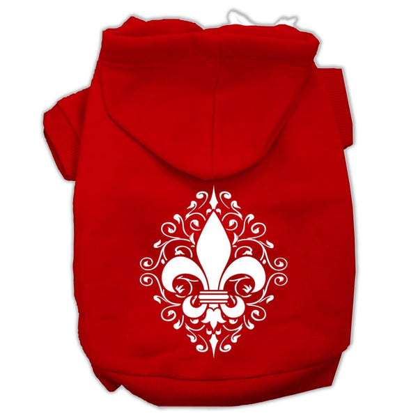 Henna Fleur De Lis Screen Print Pet Hoodies Red Size XS (8)