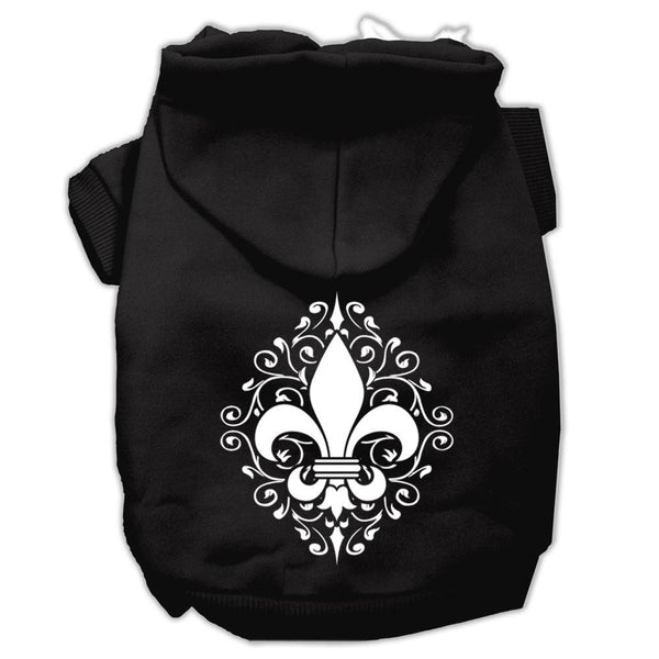 Henna Fleur De Lis Screen Print Pet Hoodies Black Size XXL (18)