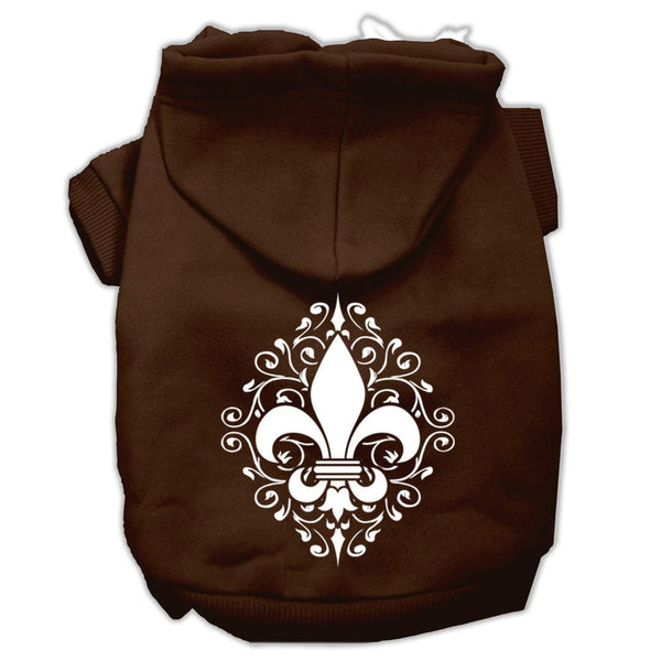 Henna Fleur de Lis Screen Print Pet Hoodies Brown Size XXXL (20)