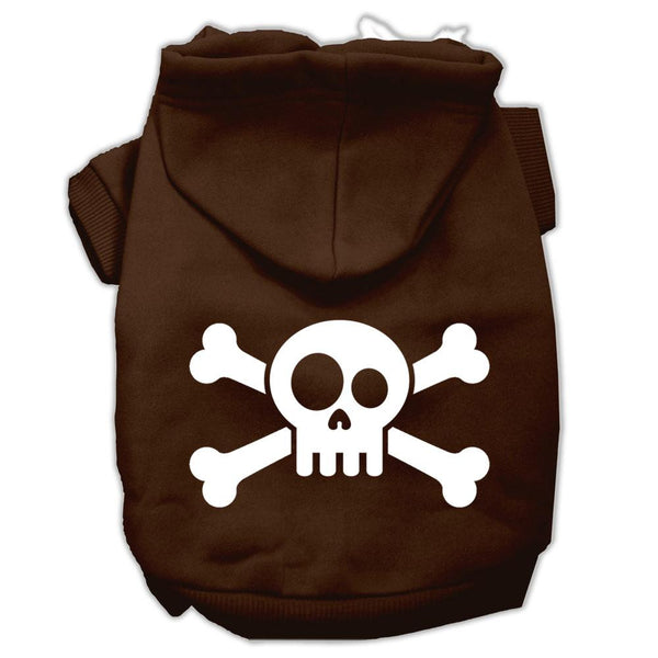 Skull Crossbone Screen Print Pet Hoodies Brown Size Lg (14)