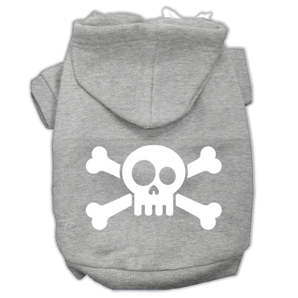 Skull Crossbone Screen Print Pet Hoodies Grey Size Lg (14)